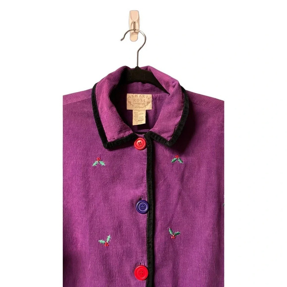 Unique Khaki Rose Colorful‎ Christmas Jacket 100% Cotton Size Medium (M) - Picture 3 of 9